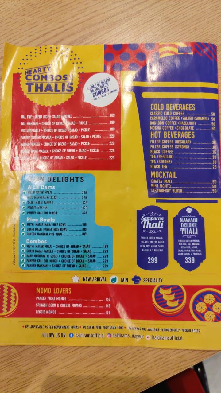 Haldiram's menu