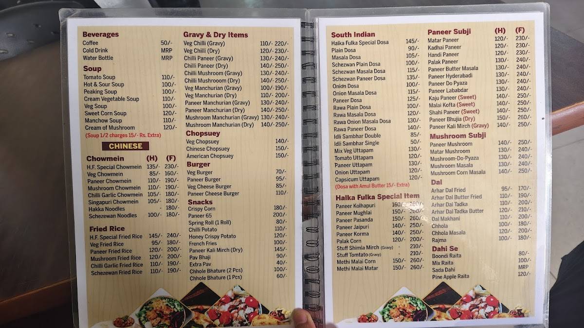Halka Fulka Restaurant menu