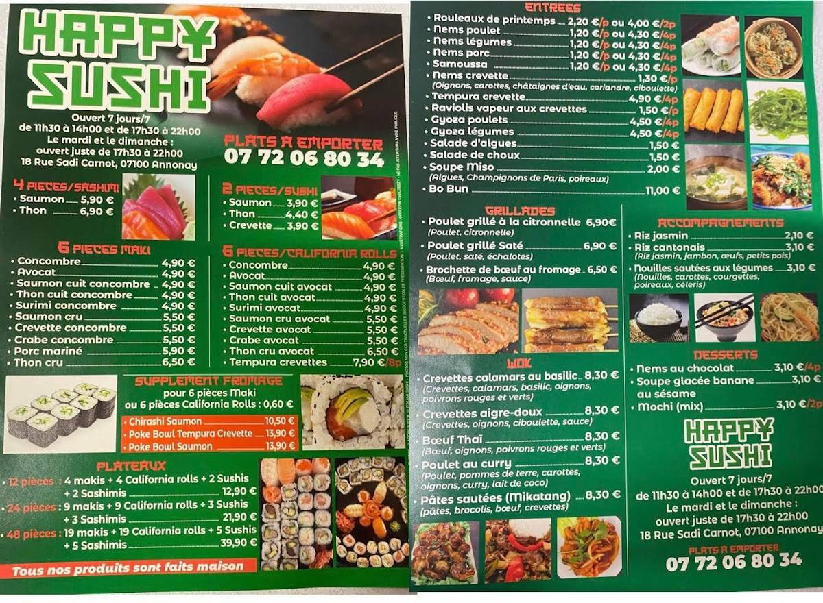 Menu de Happy sushi
