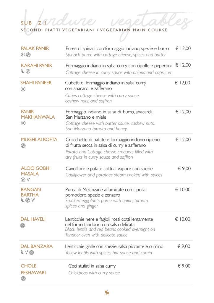 Menu di Haveli Ristorante Indiano a Firenze 