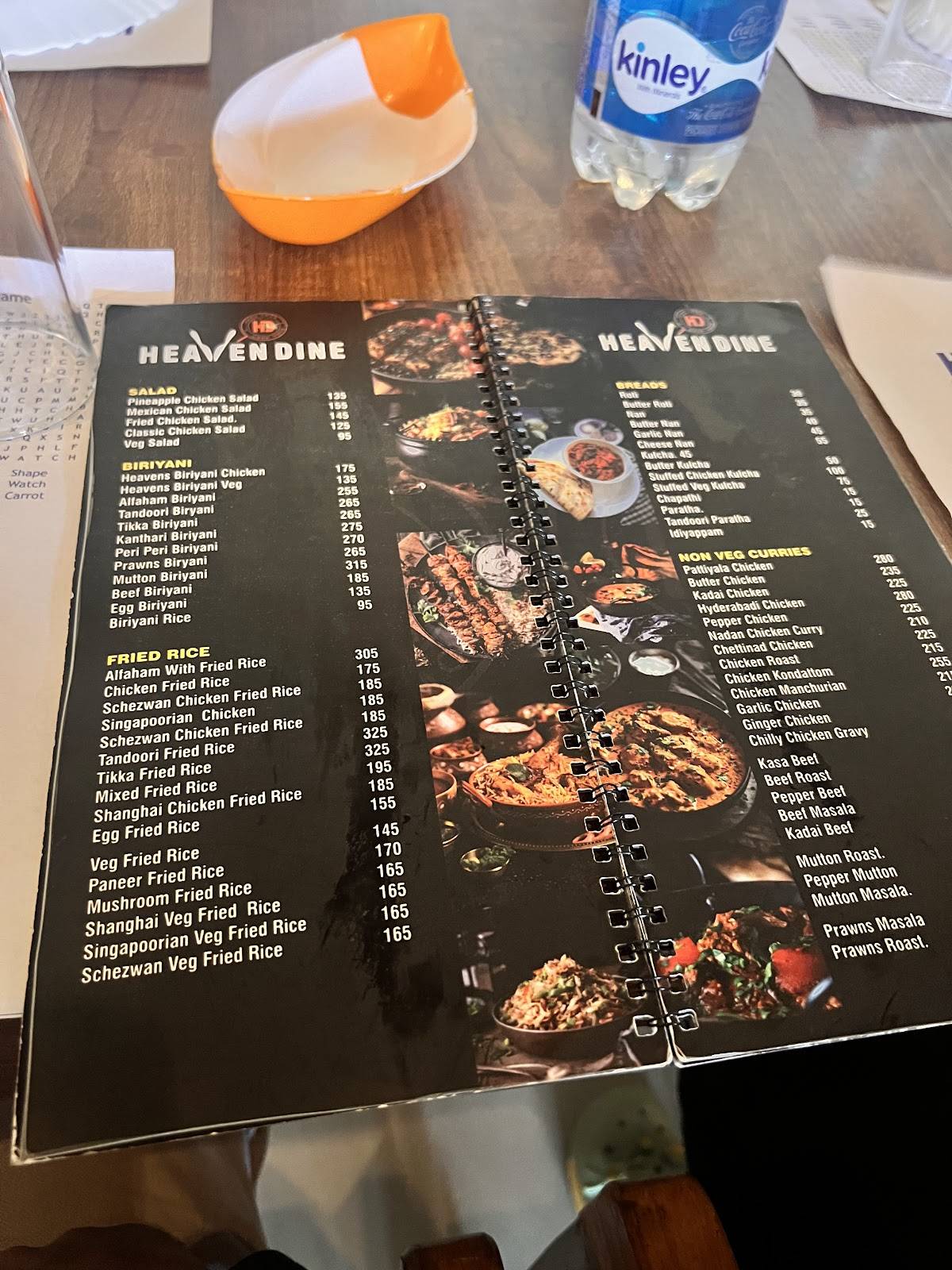 Heaven Dine menu