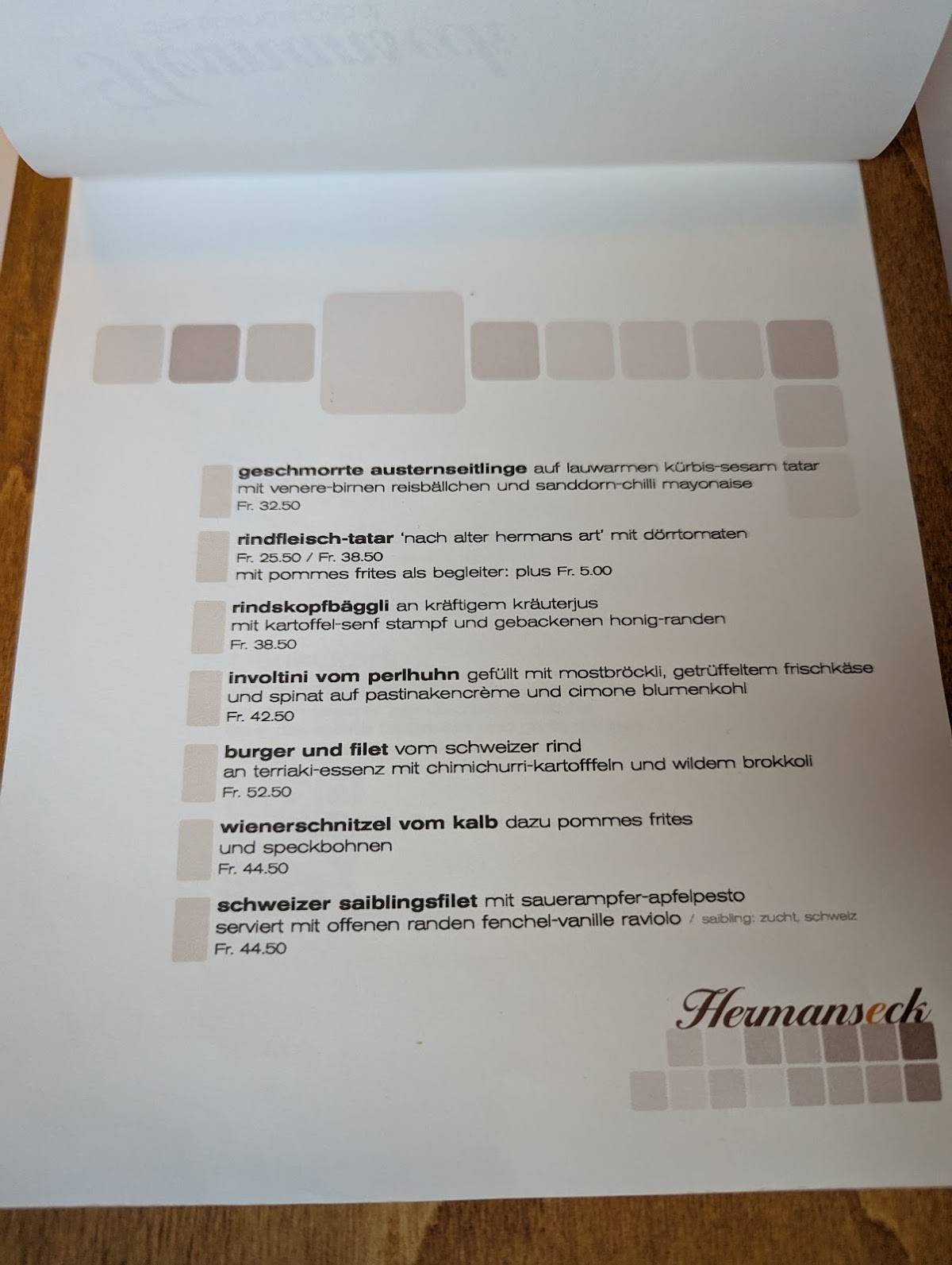 Menu di Hermanseck 