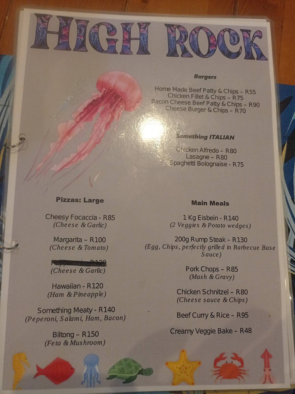 Menu at High Rock Pub And Grill, Port Edward, Lot 867 Houlton Dr