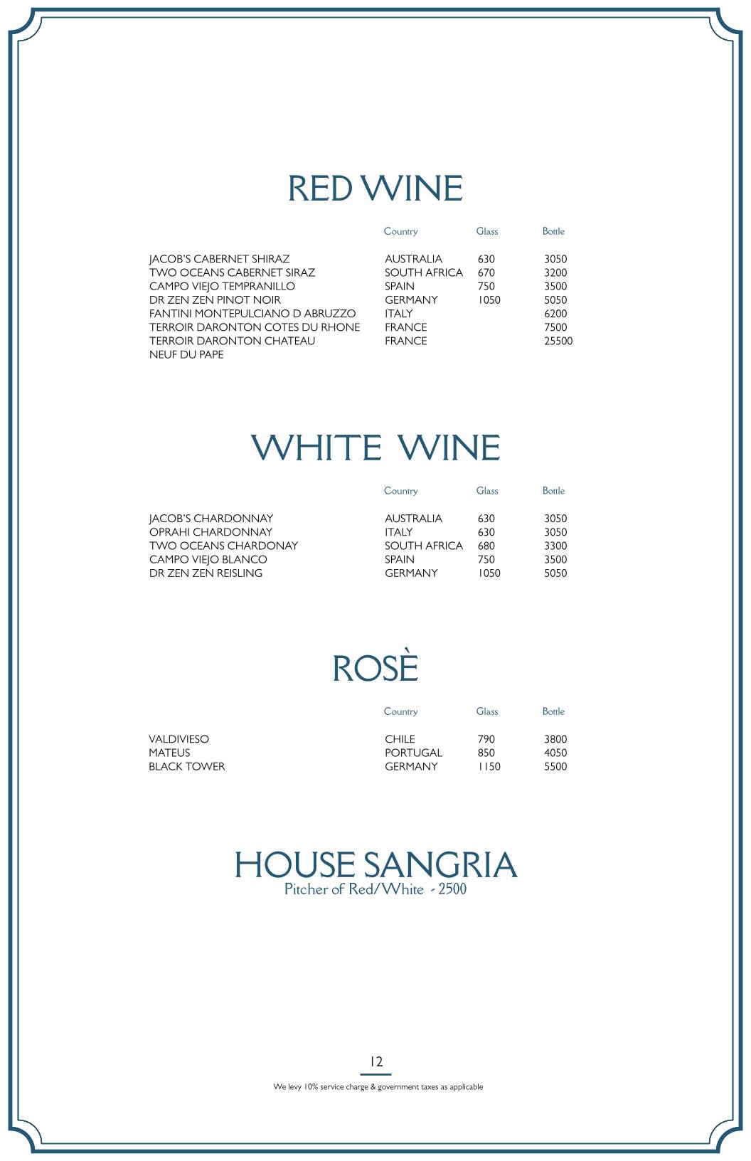 Penthouse at Home Sweet Home menu