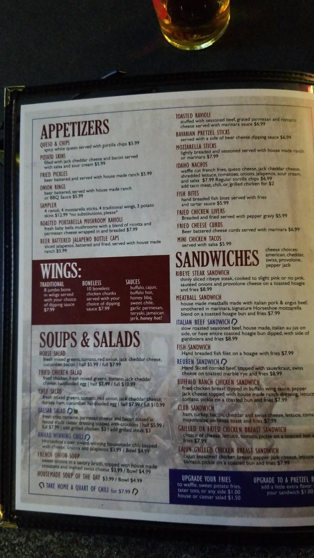 Menu at Horseshoe Lounge & Restaurant, Collinsville