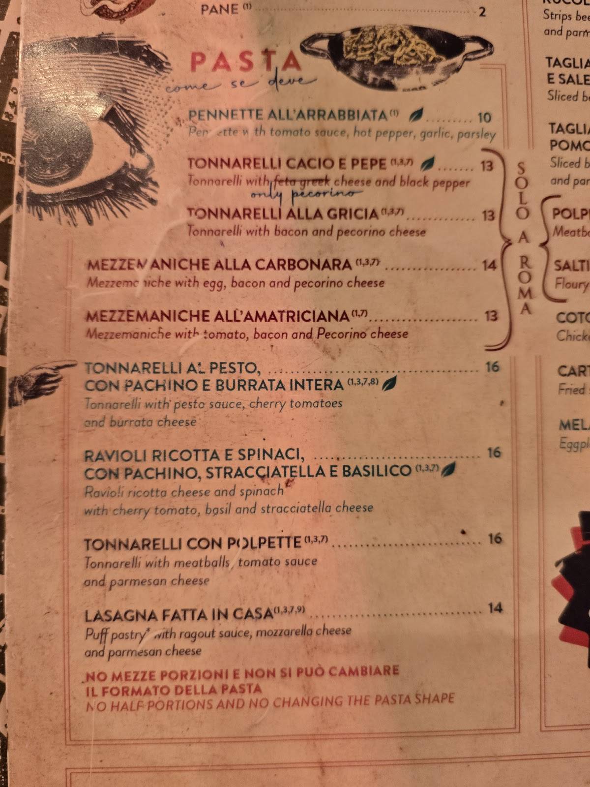 Menu di Hostaria Ago e Lillo 