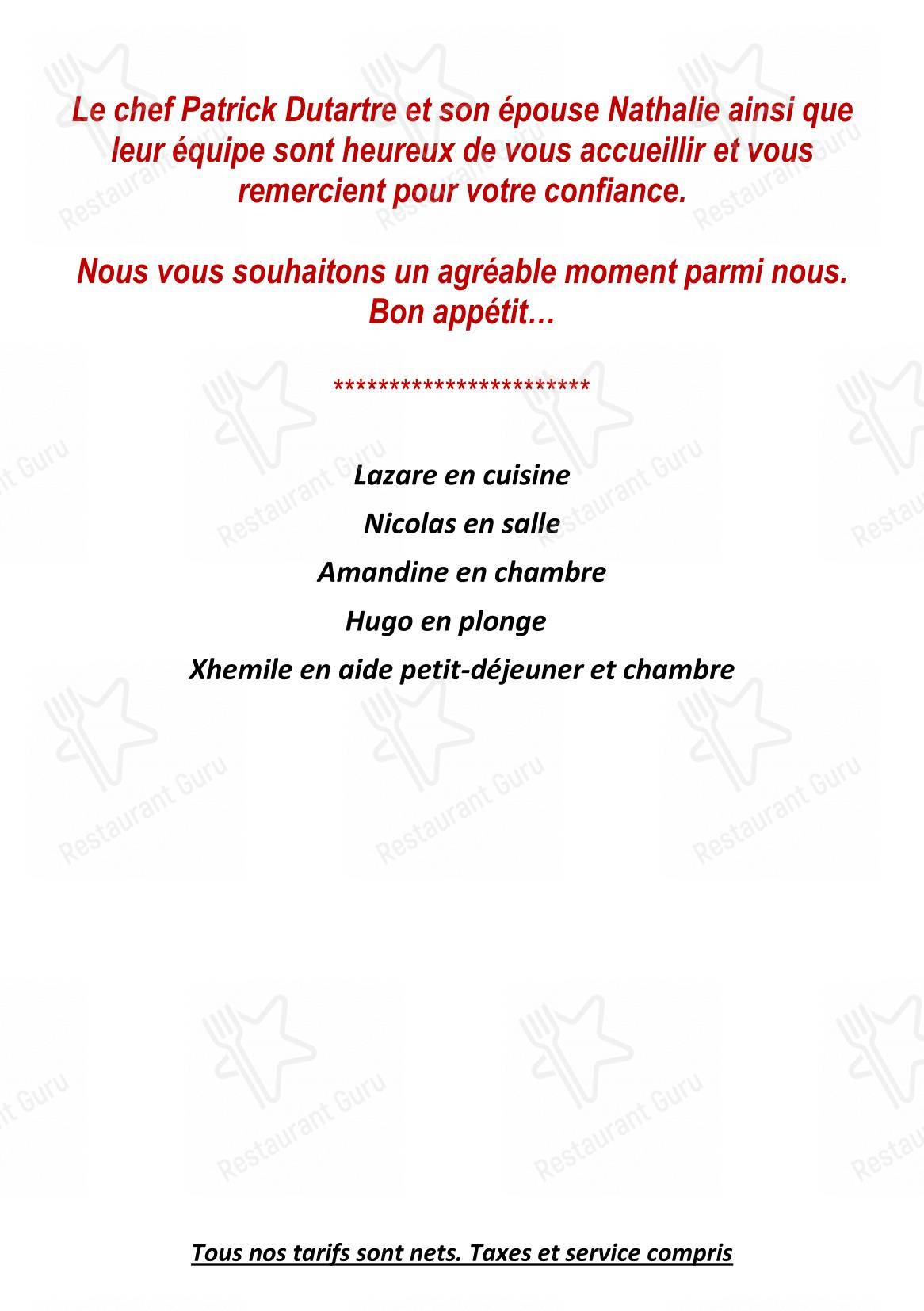 Menu bar pour La Table D’Héloïse dans Cluny