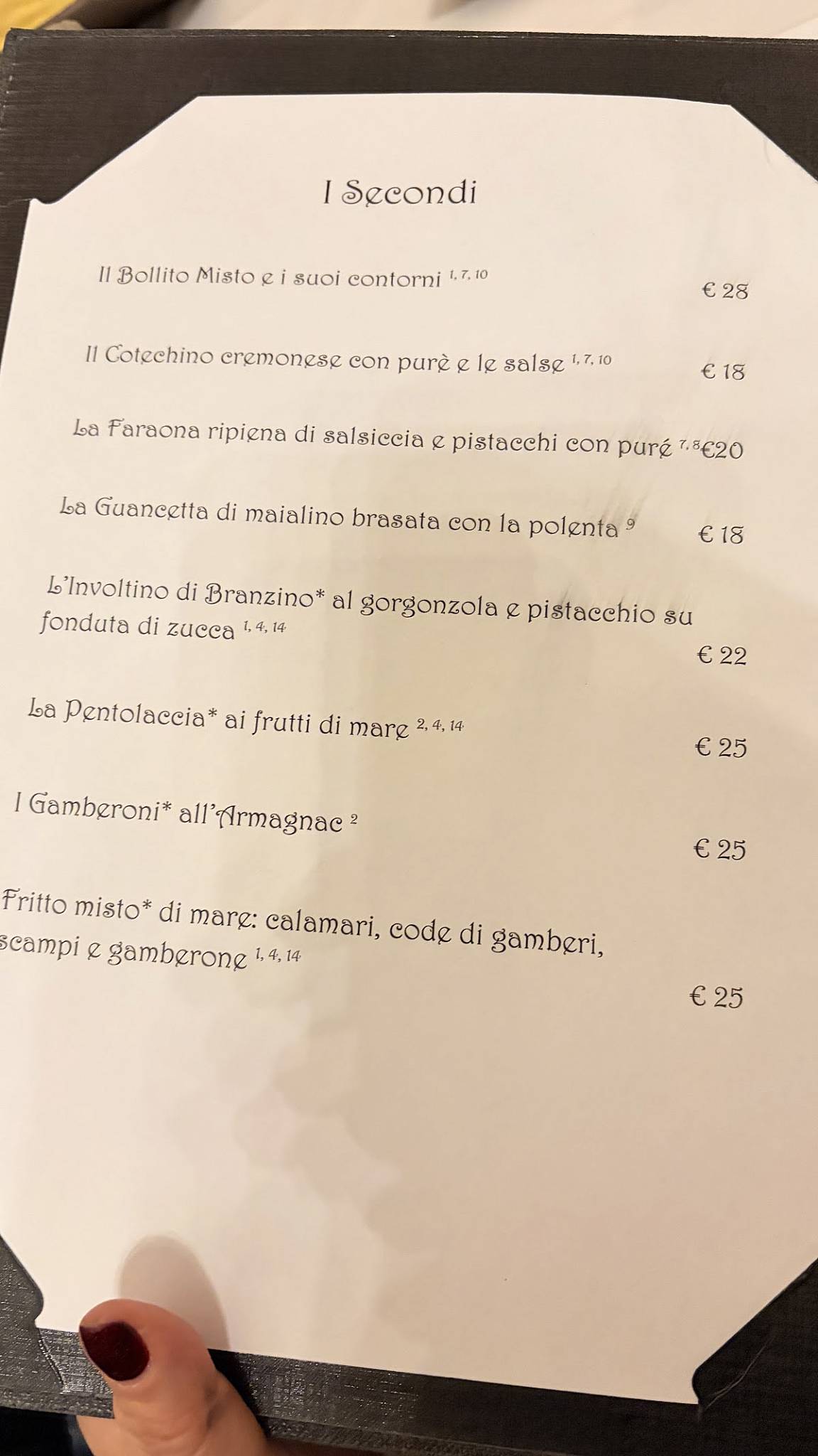 Menu di Hosteria 700 