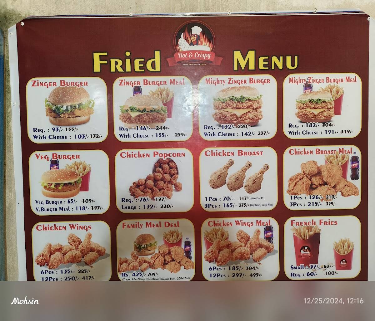 Hot & Crispy Restaurant menu