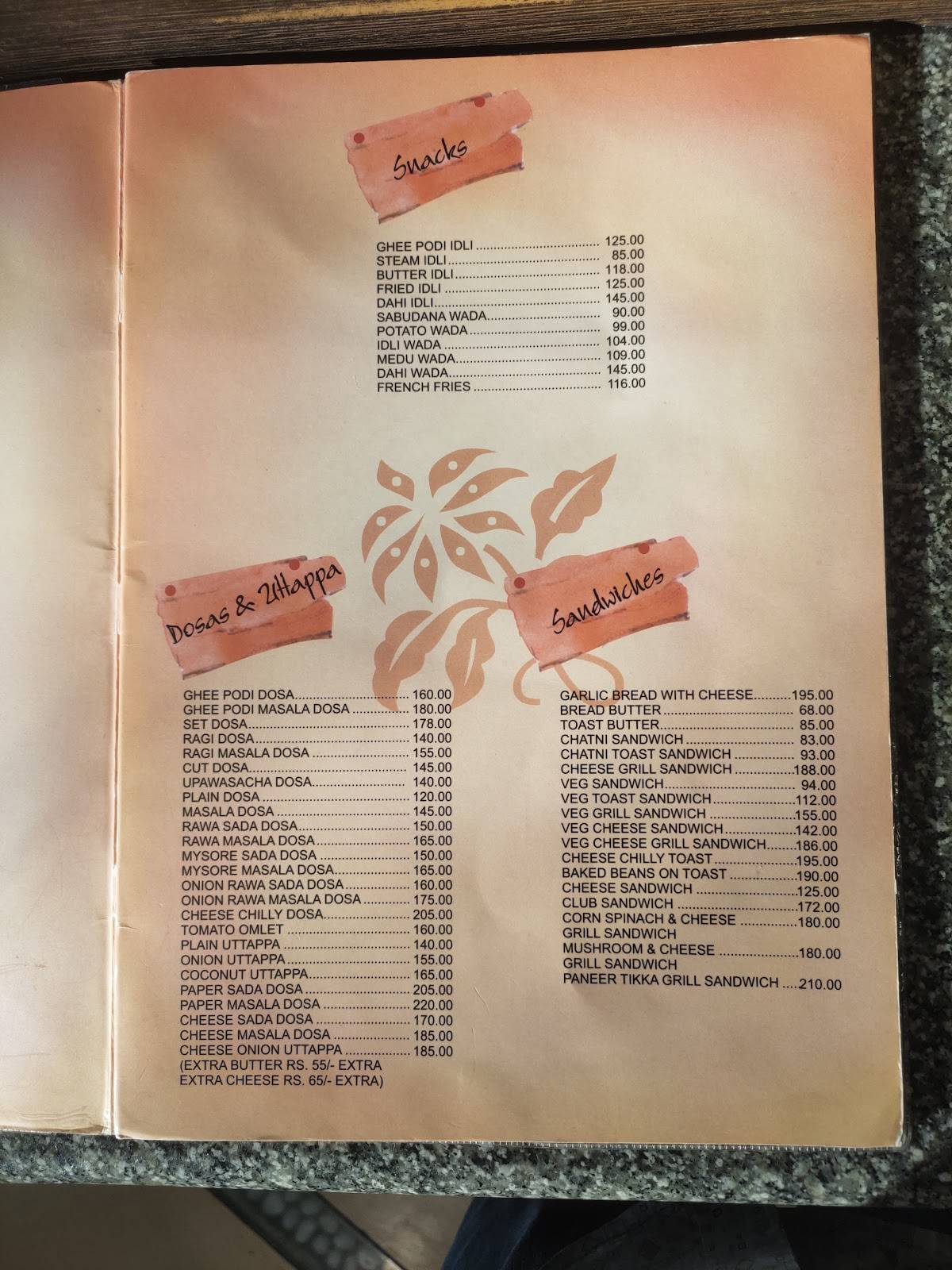 Hotel Abhishek Veg menu