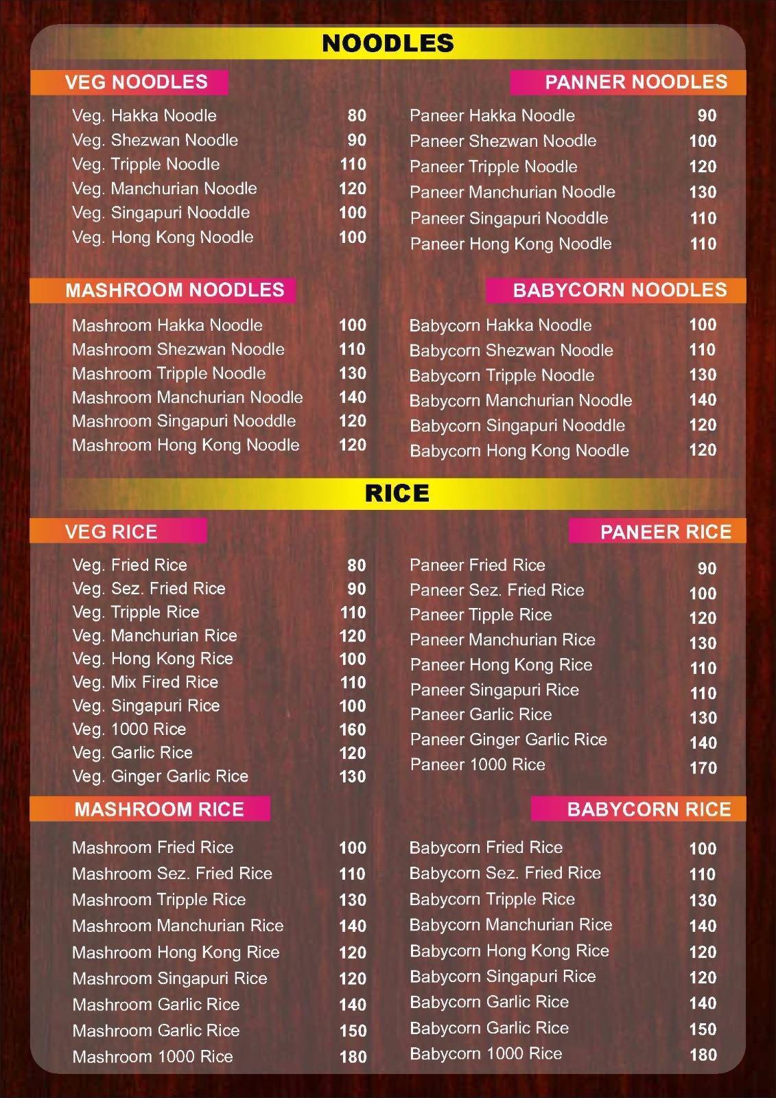 Chai Pani menu