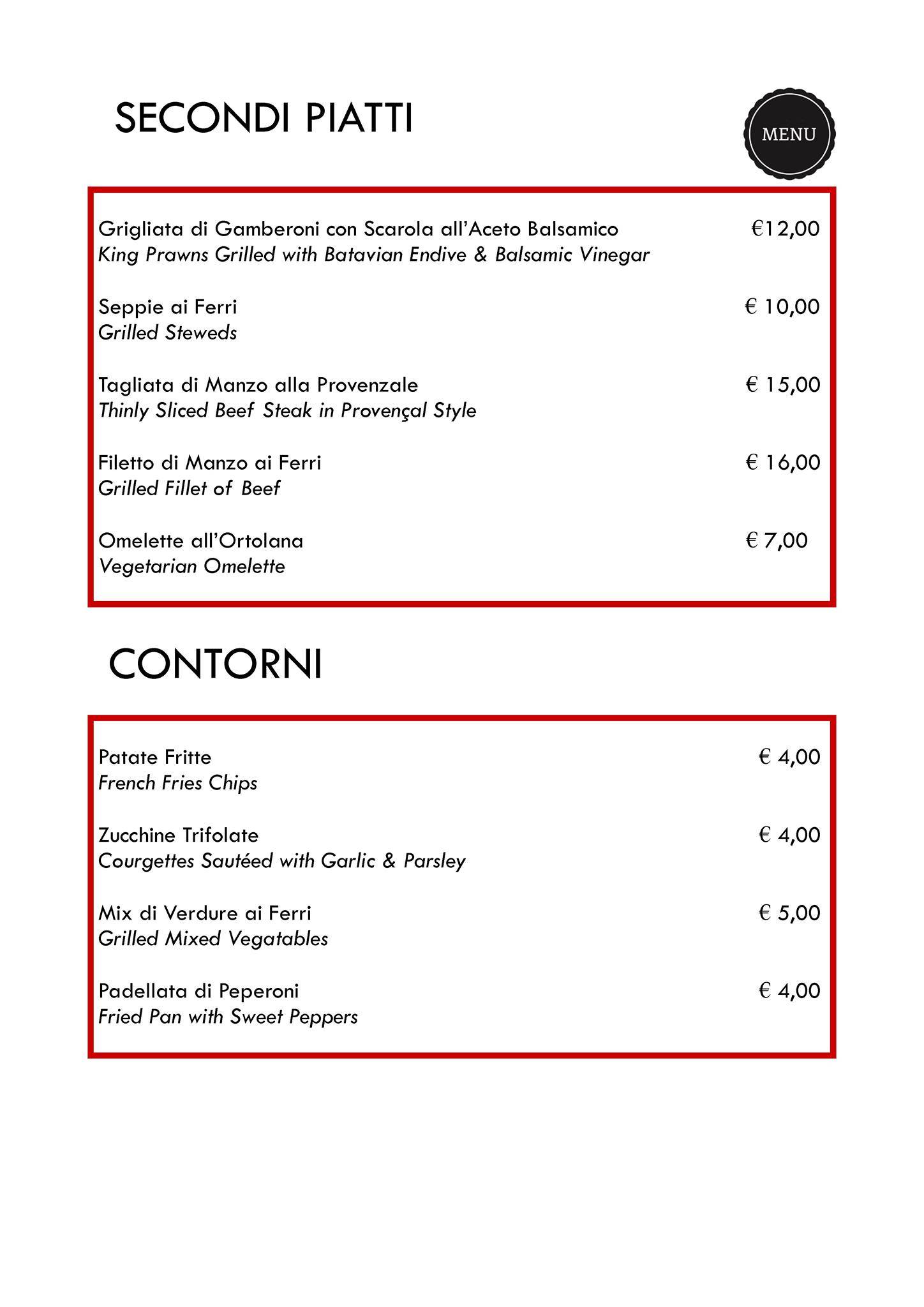 Menu di Ristorante Hotel europa 