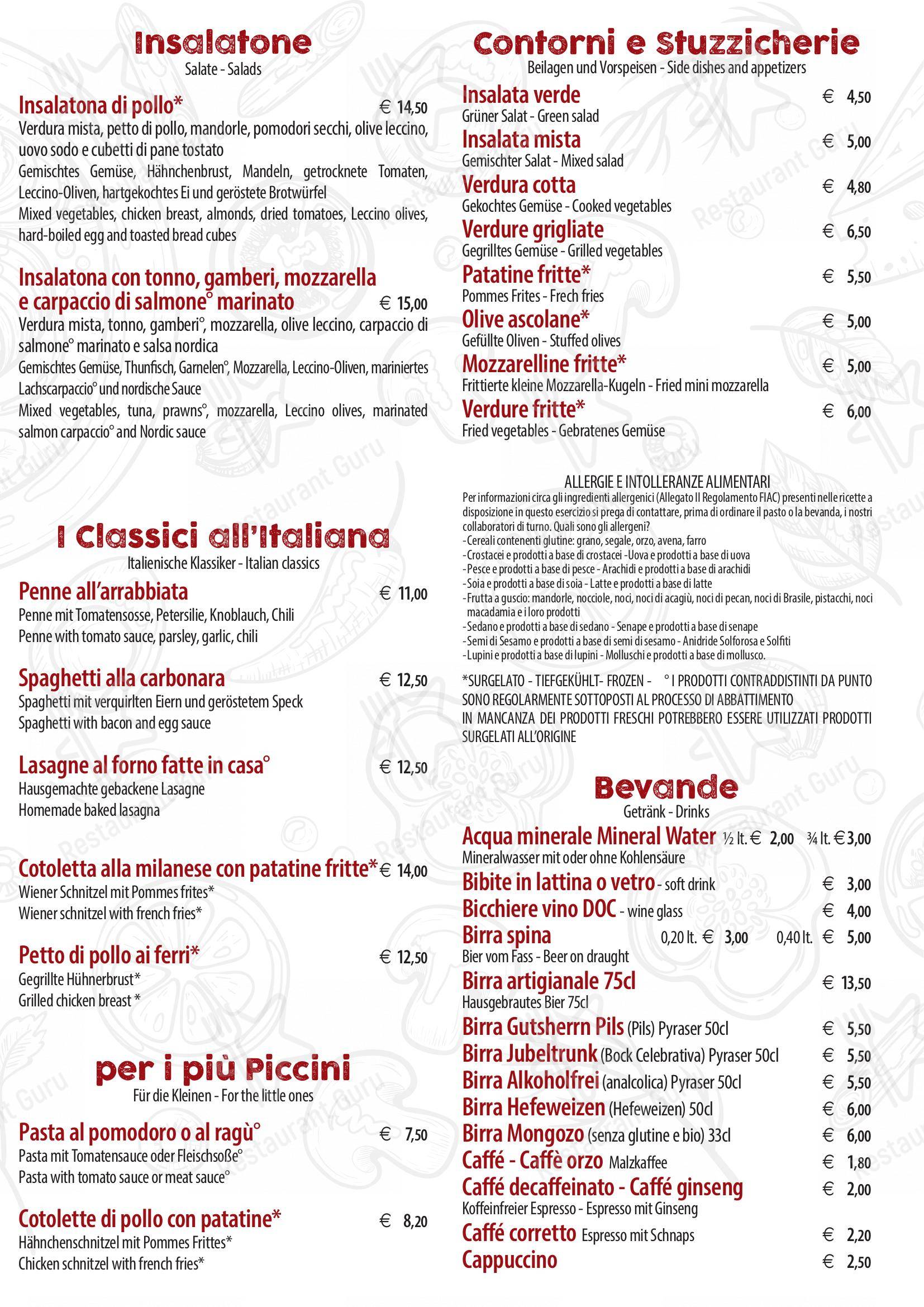 Hotel Ketty in Padenghe Sul Garda - Menu