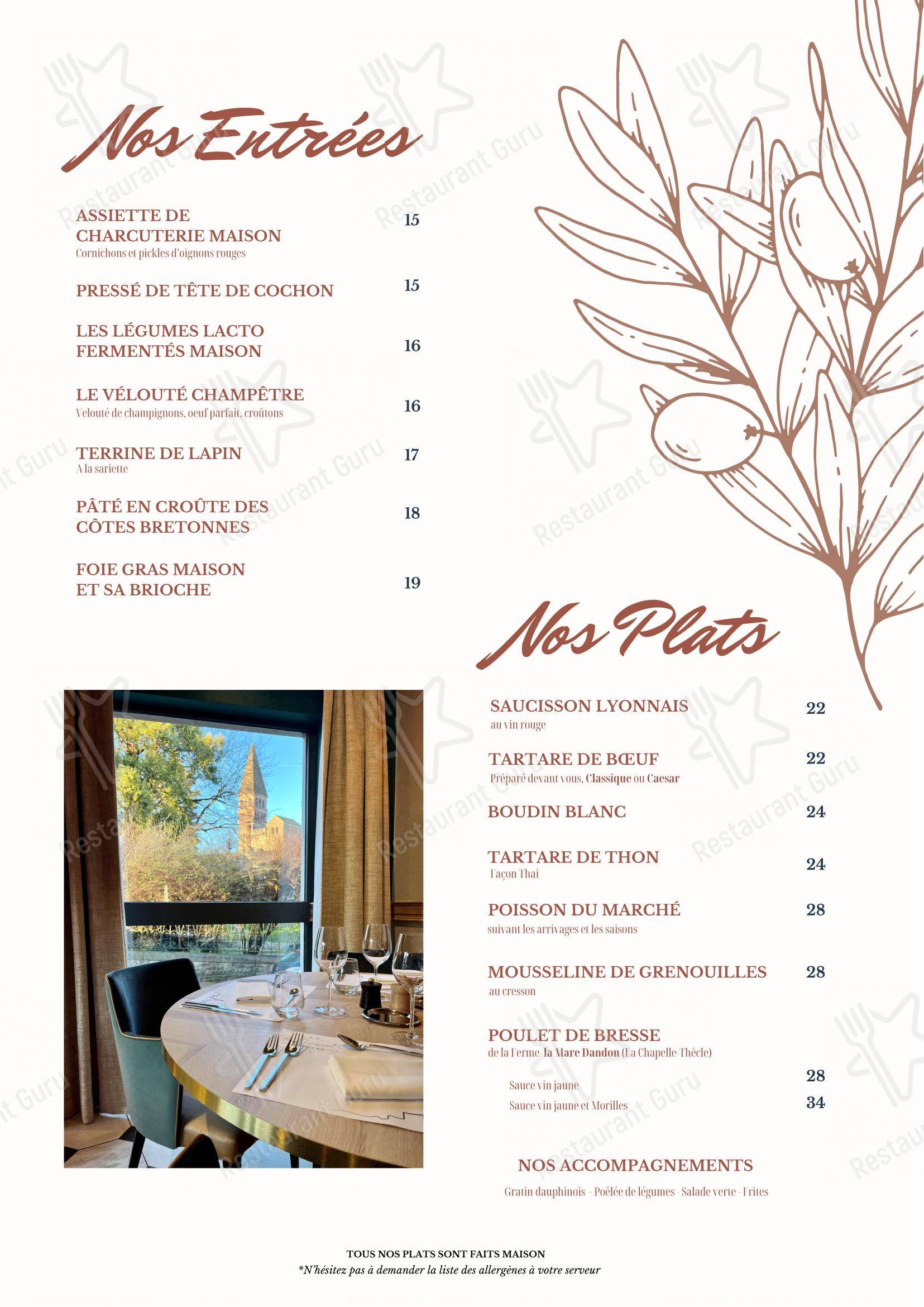 Hôtel Le Rempart dans Tournus - Menu