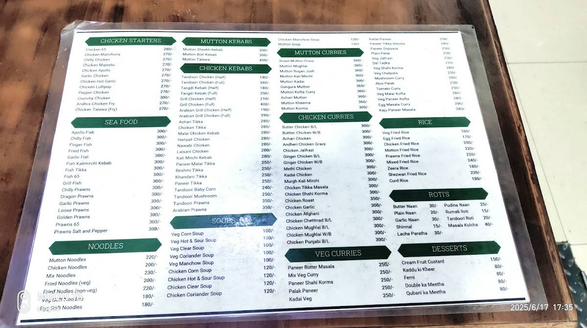 Hotel Niagara menu