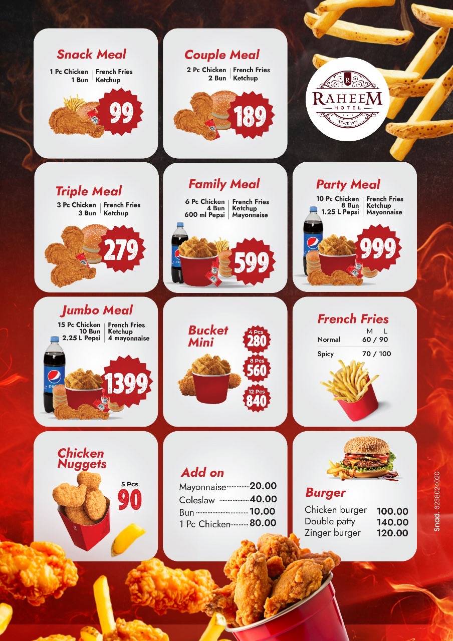 Hotel Raheem ഹോട്ടൽ റഹീം menu