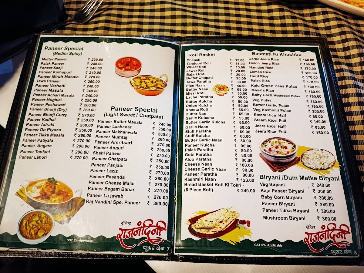 Hotel Raj Nandini menu