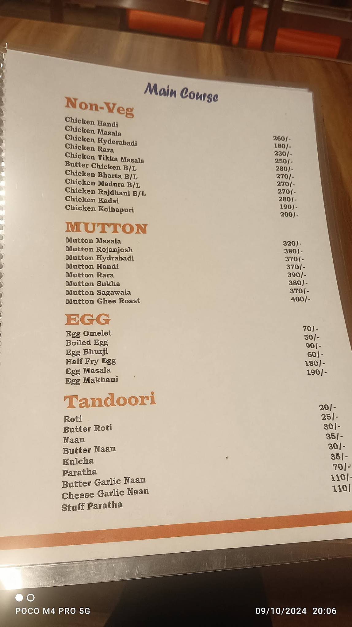 Hotel Saidham Family Restaurant 1st Floor menu