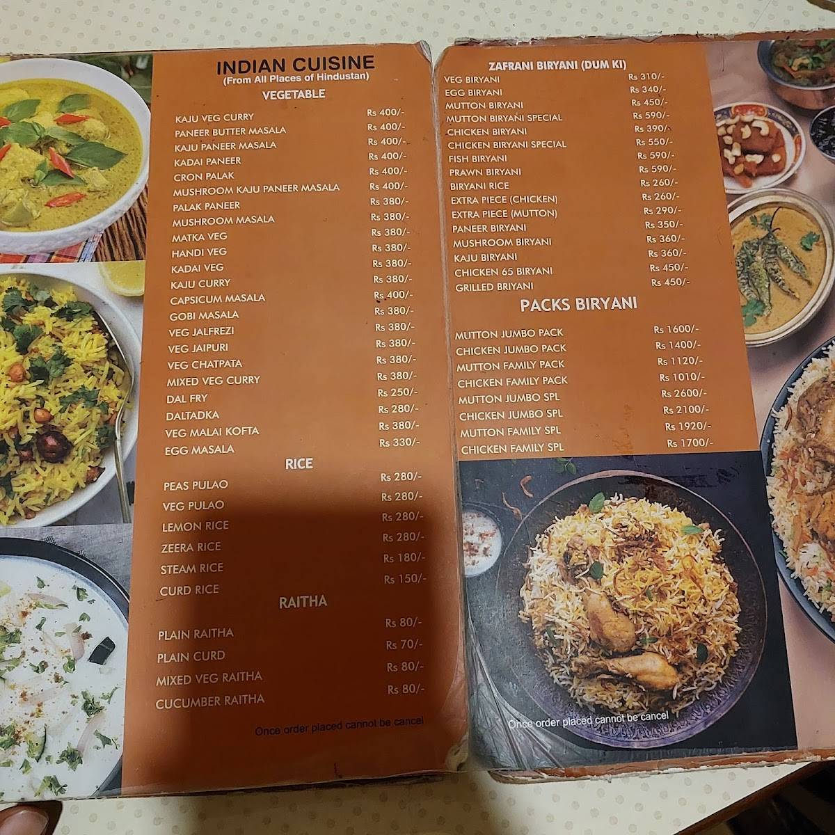 Hotel Shezan Exhibition Ground menu