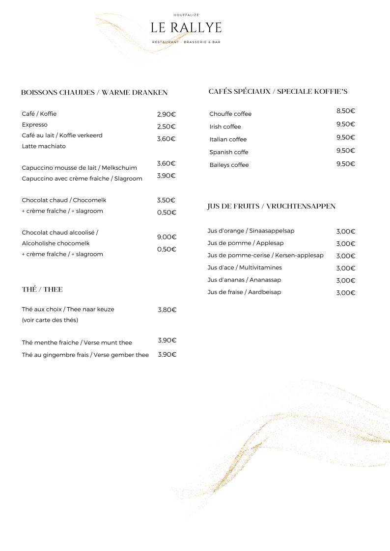 Menu de Le Rallye