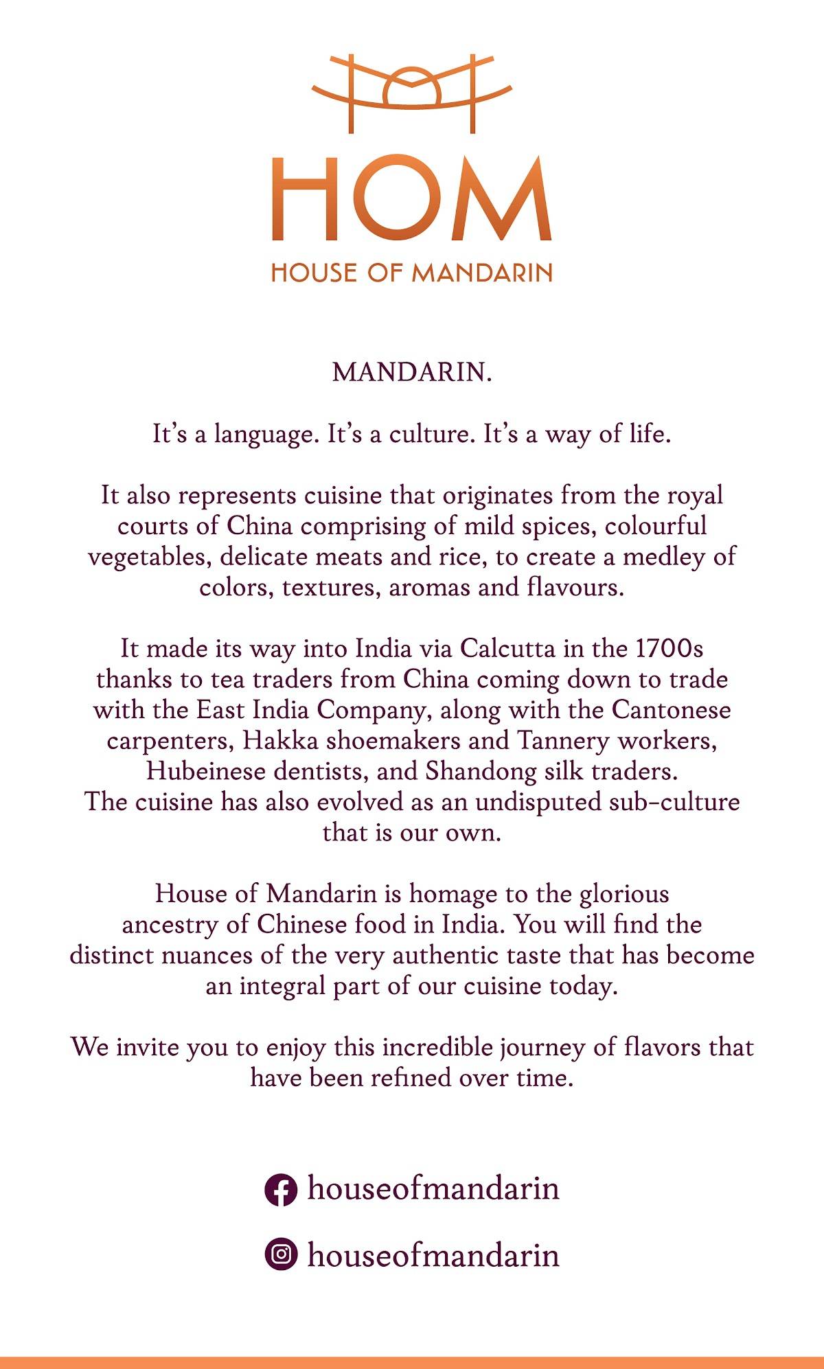 House of Mandarin Bandra menu