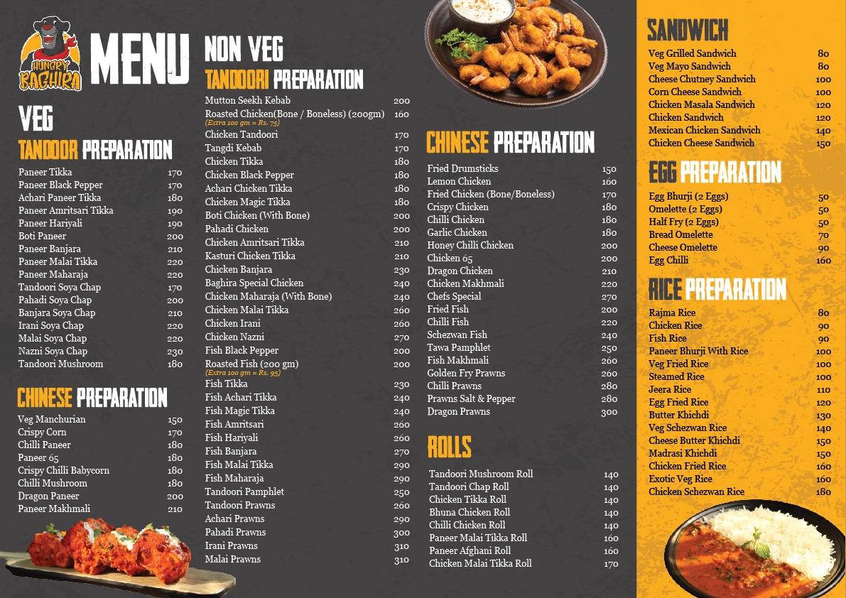 Hungry Baghira menu