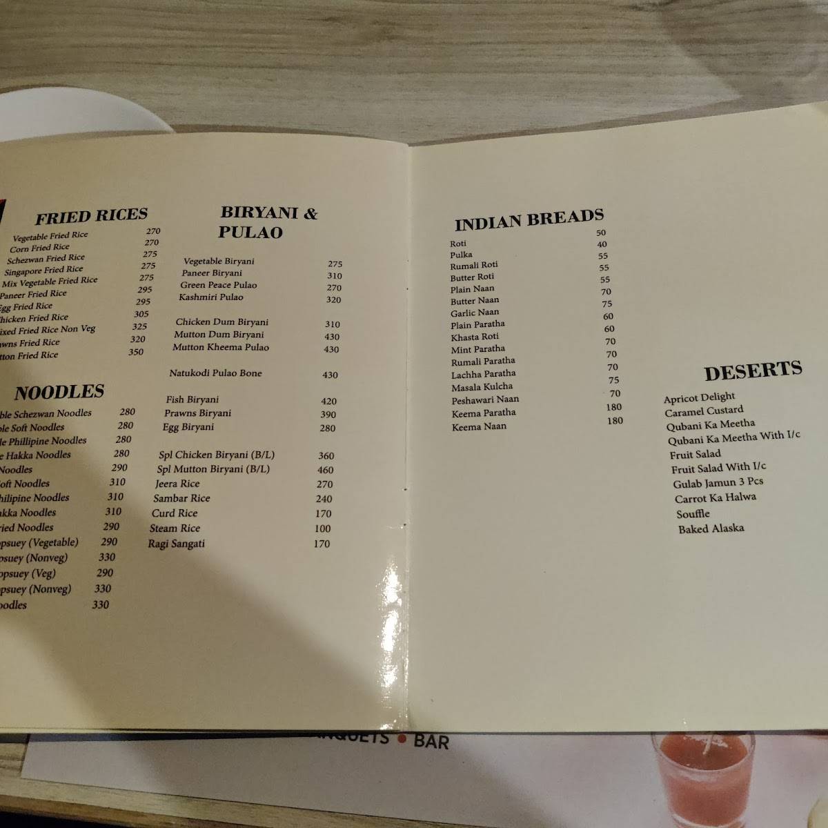 Amaravathi Family Restaurant and Bar menu