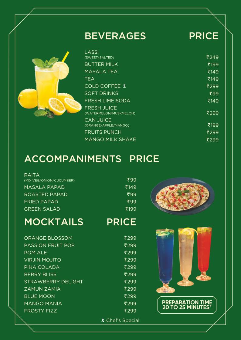 Delicia Multi Cuisine Restaurant menu