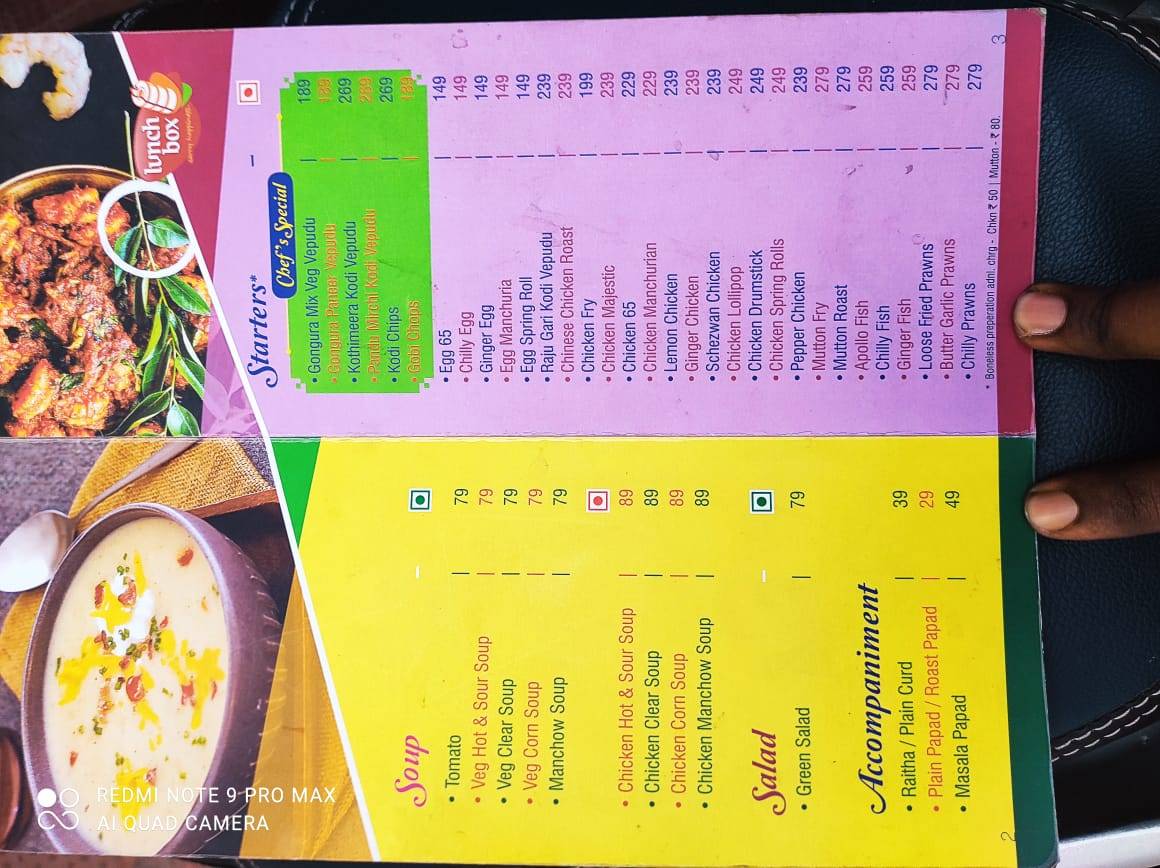 Lunch Box menu