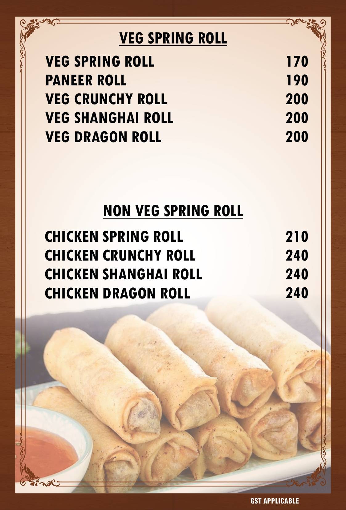 Noodle King menu