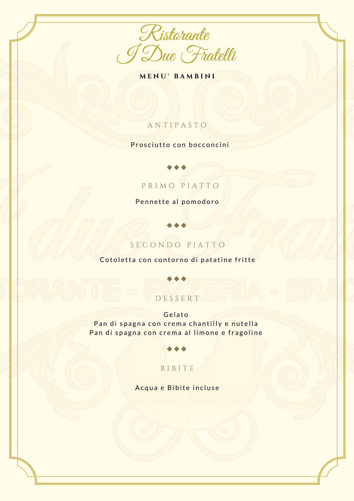 Menu di I Due Fratelli Salerno I Ristorante Pizzeria Braceria 