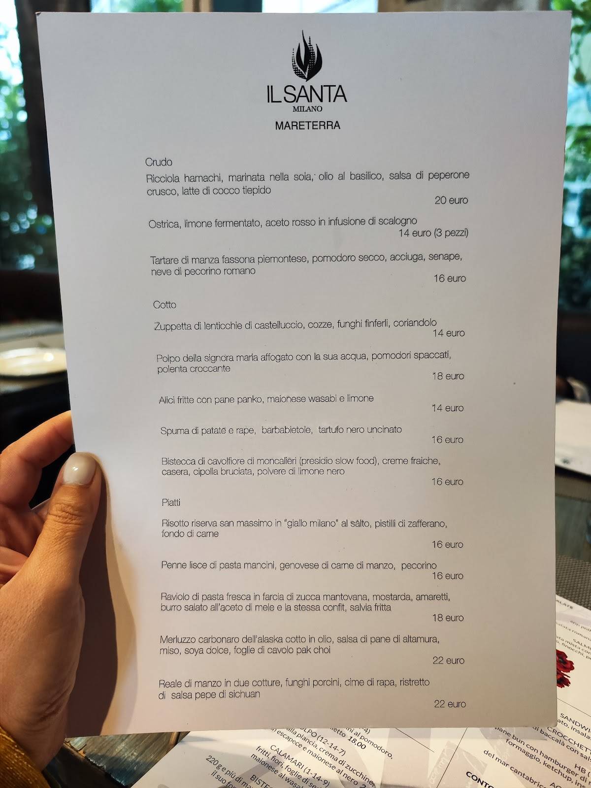 Menu di Il Santa 