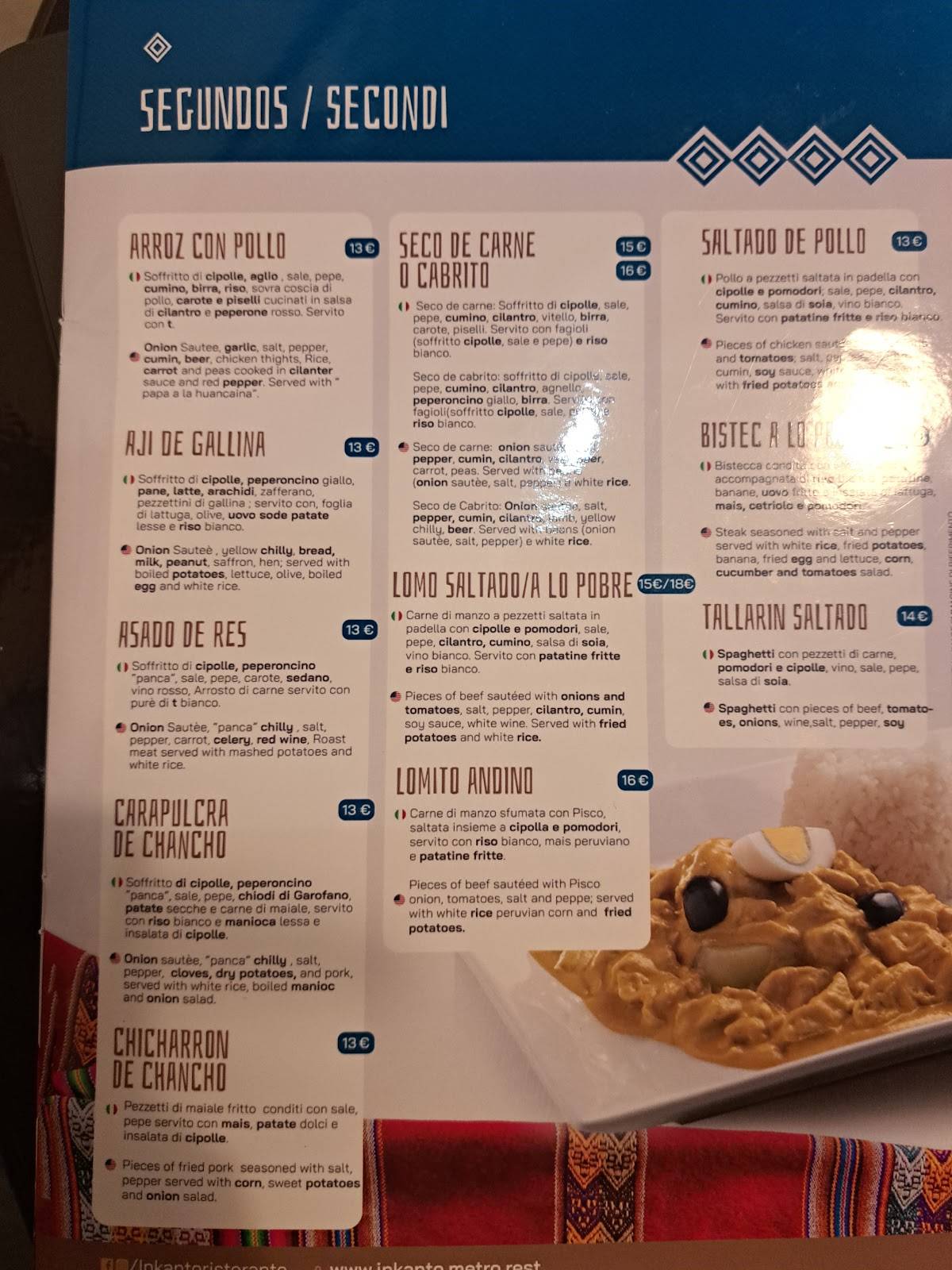 Menu de INKANTO RISTORANTE
