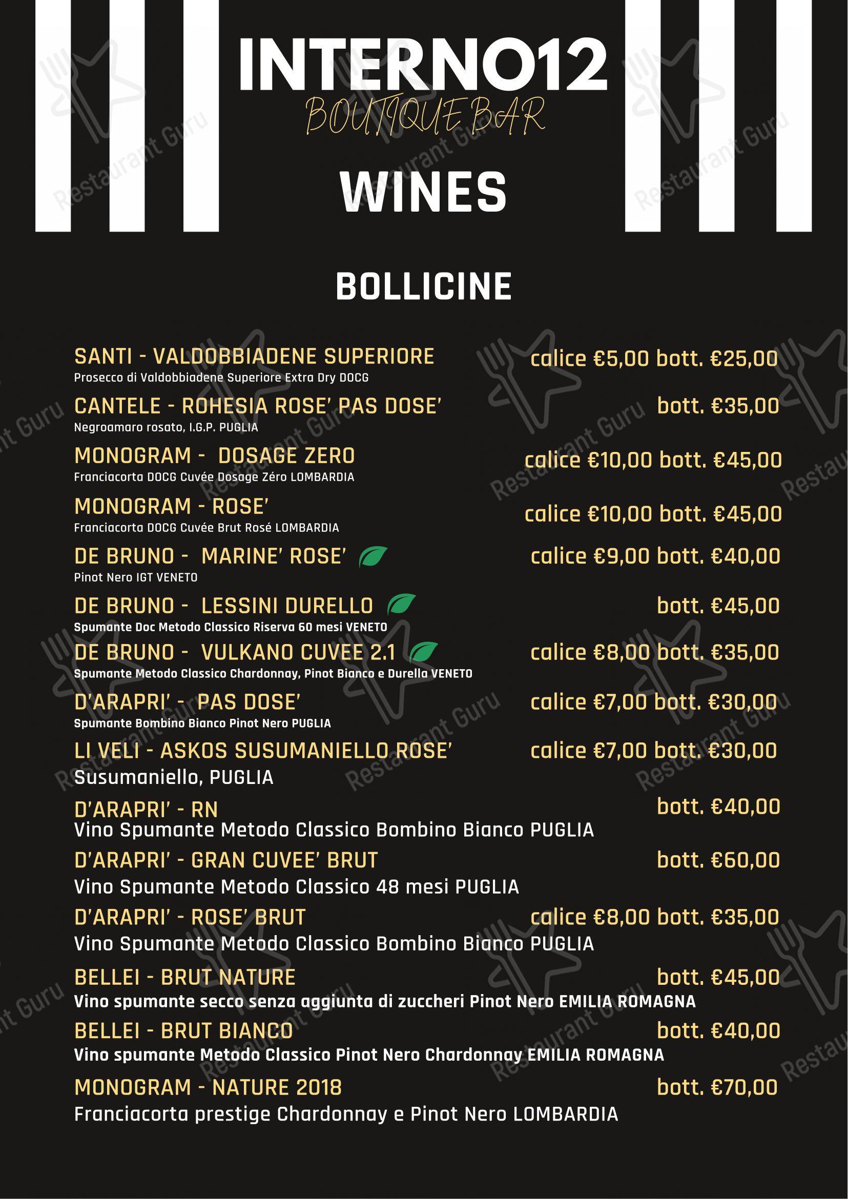 Menu di Interno12 - Menu