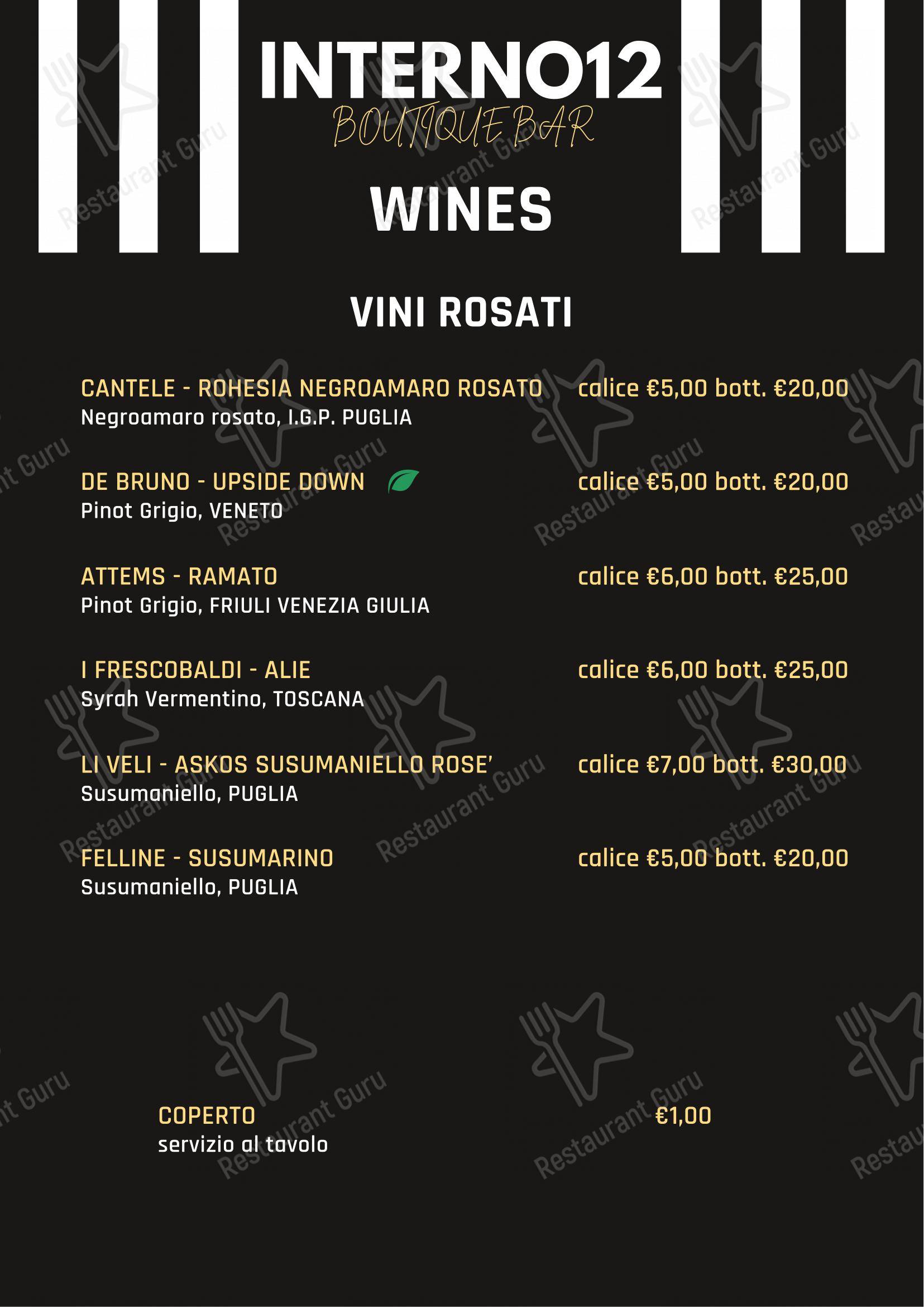 Interno12 in Bari - Menu