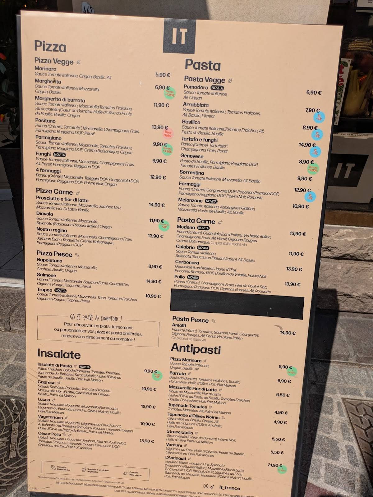Menu de It - Italian Trattoria Rouen