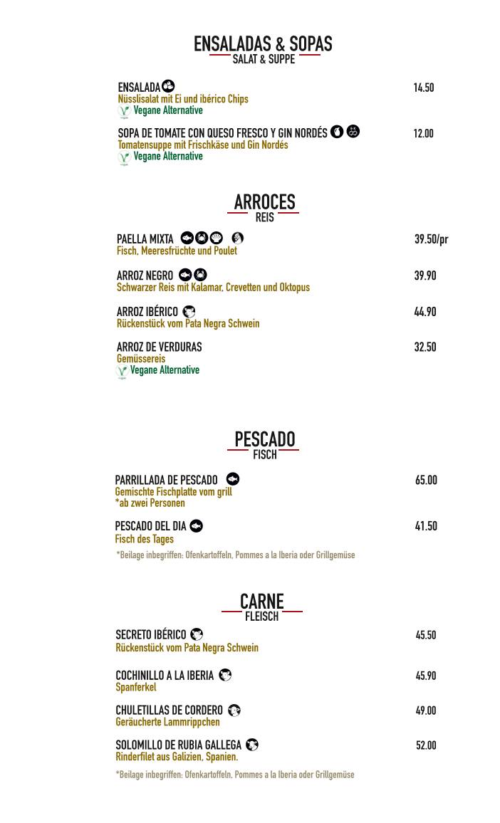 Menu di Iberia Tapas 