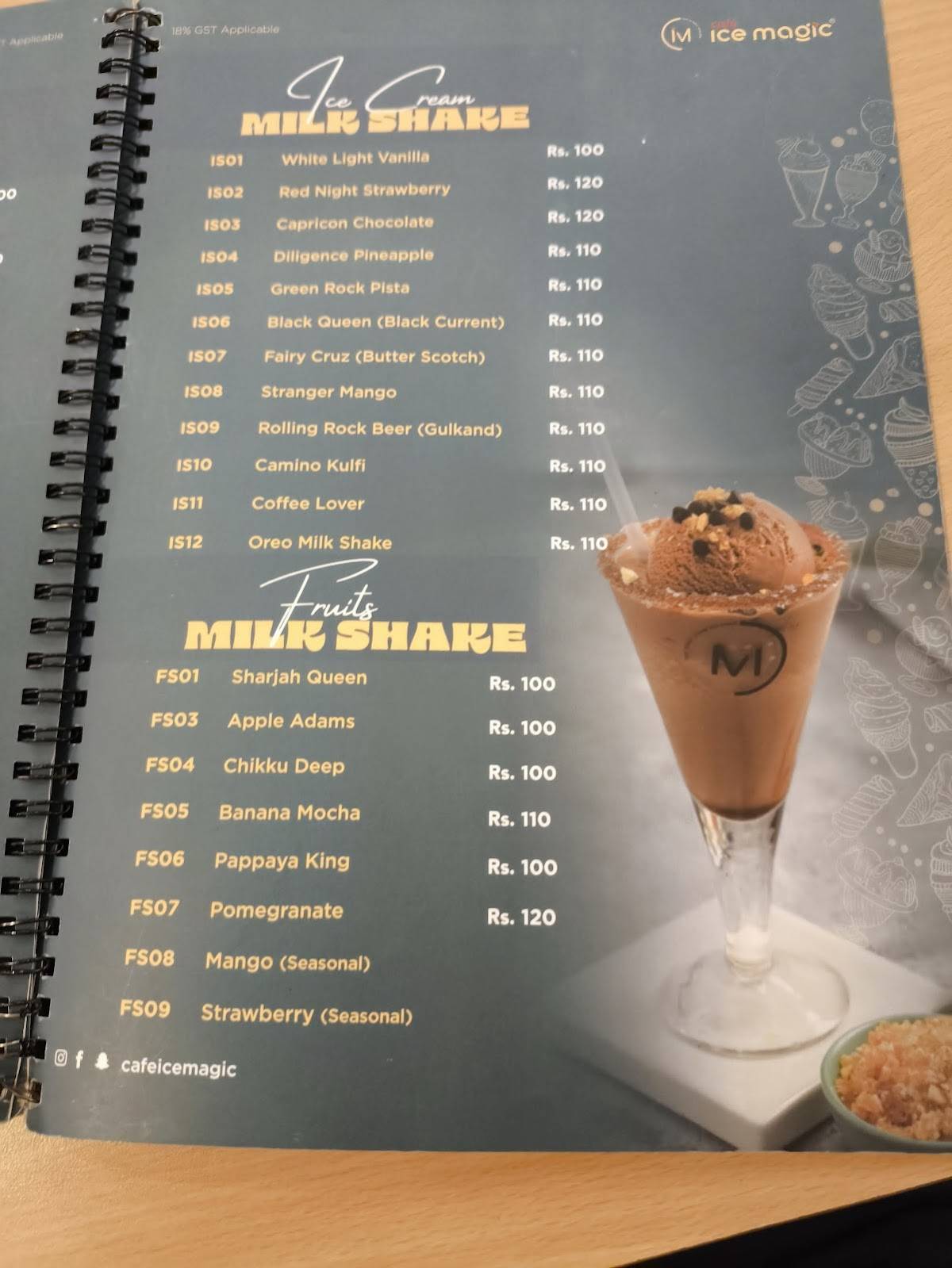 Ice Magic menu