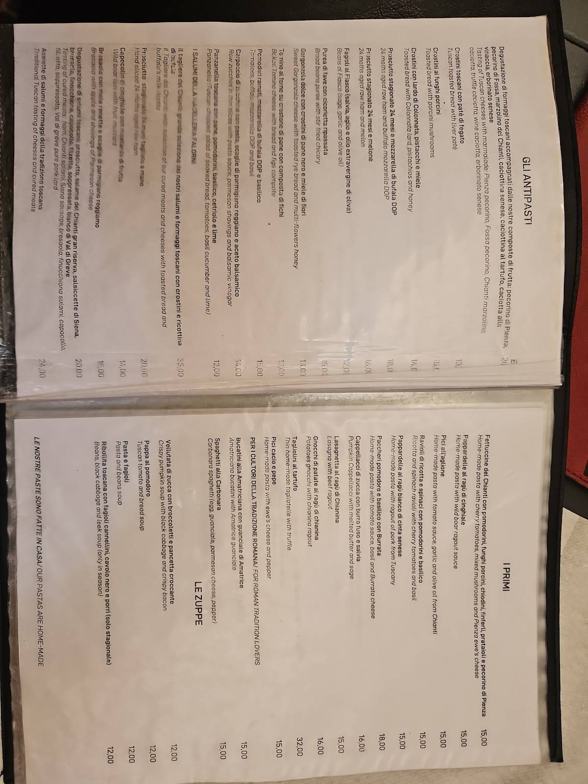 Menu di Il Chianti Osteria Toscana dal 1960 