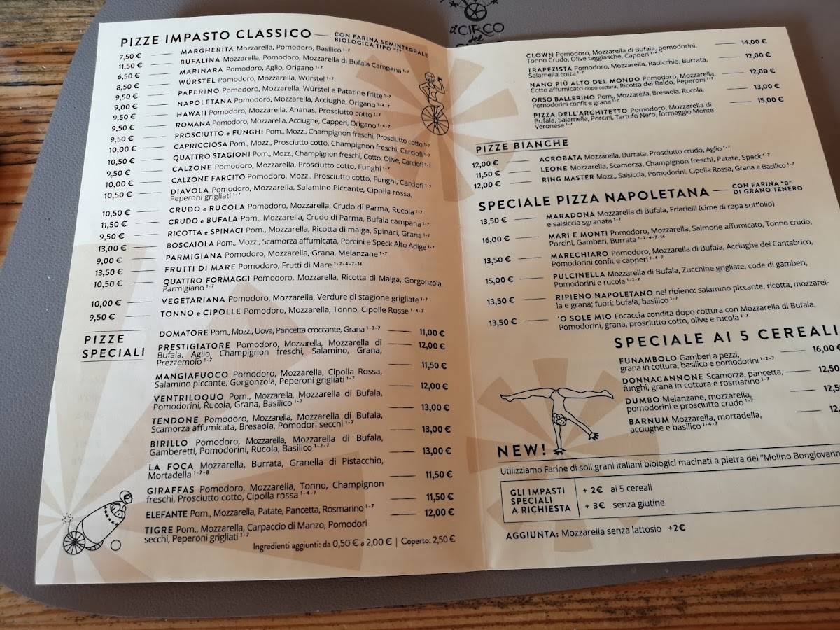 Menu di Il Circo del Gusto 