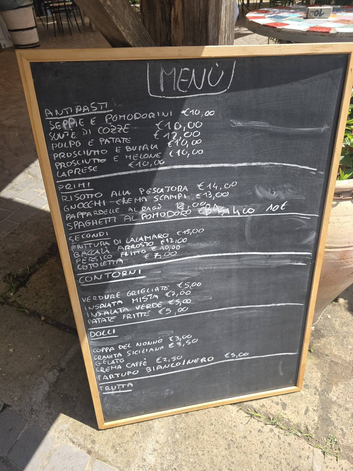 Menu di Il Gitano Apertura stagionale aprile-ottobre 