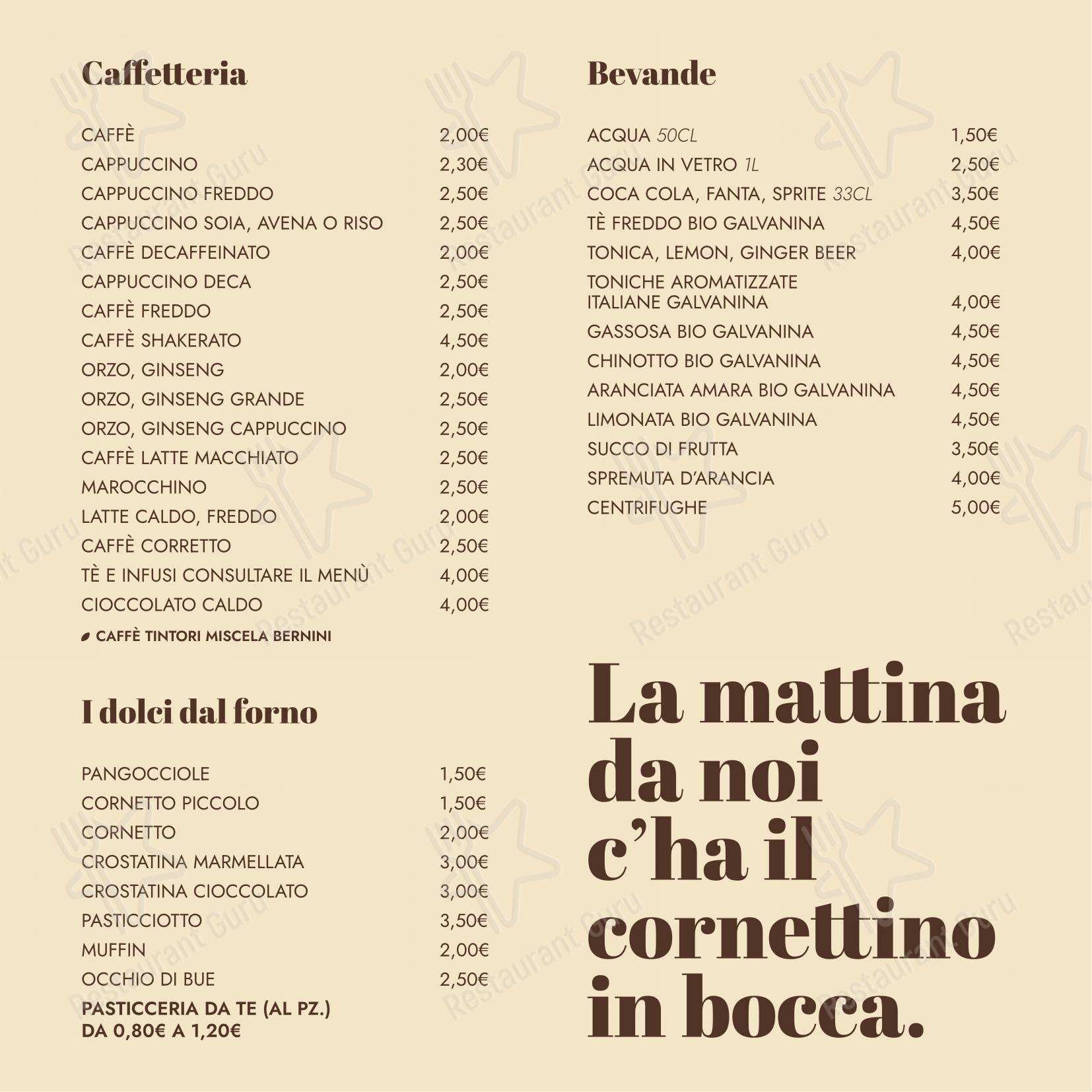 Menu di Il Pane di San Saba - Menu