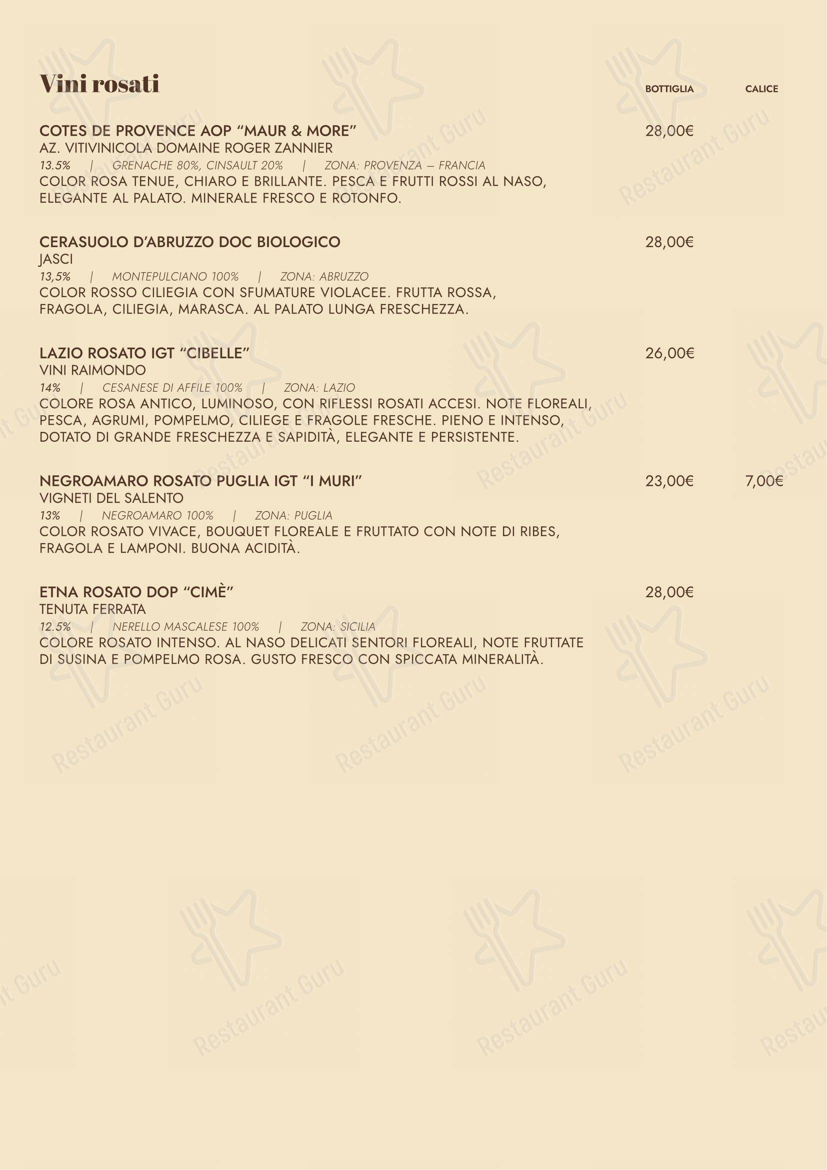 Menu bar per Il Pane di San Saba pizzeria