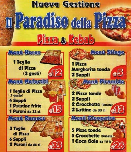 Menu di Il Paradiso della Pizza 