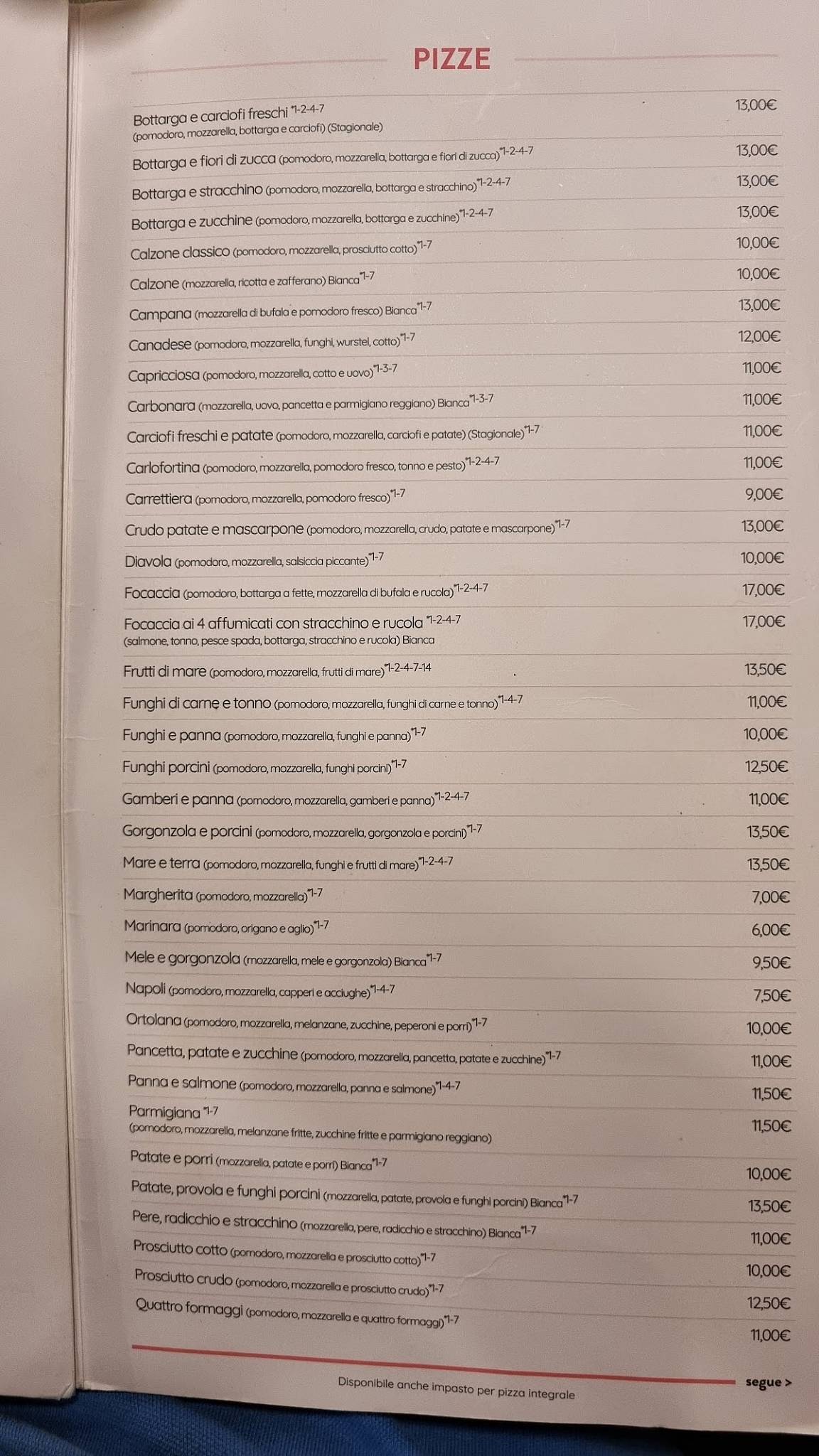 Menu di Il Pepe Rosa 