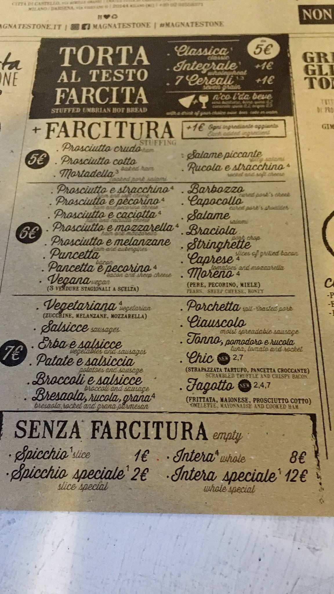 Menu di Testone - Ponte San Giovanni 