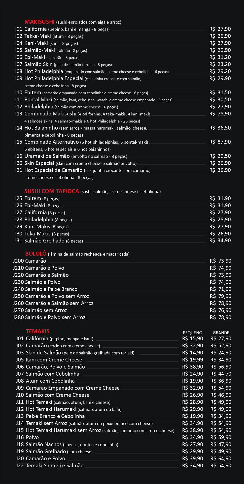 Boteco Sushi - Restaurante e Delivery cardápio