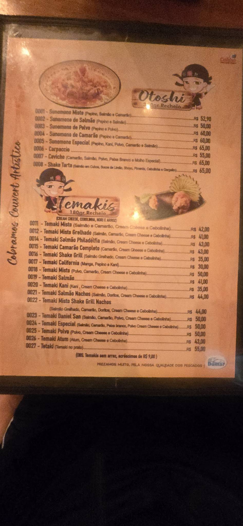 Daniel San cardápio