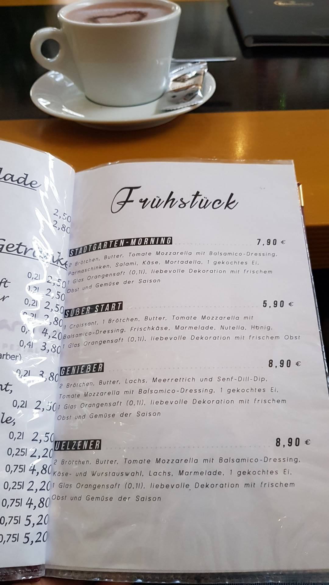 Speisekarte von Im Stadtgarten cafe, Uelzen
