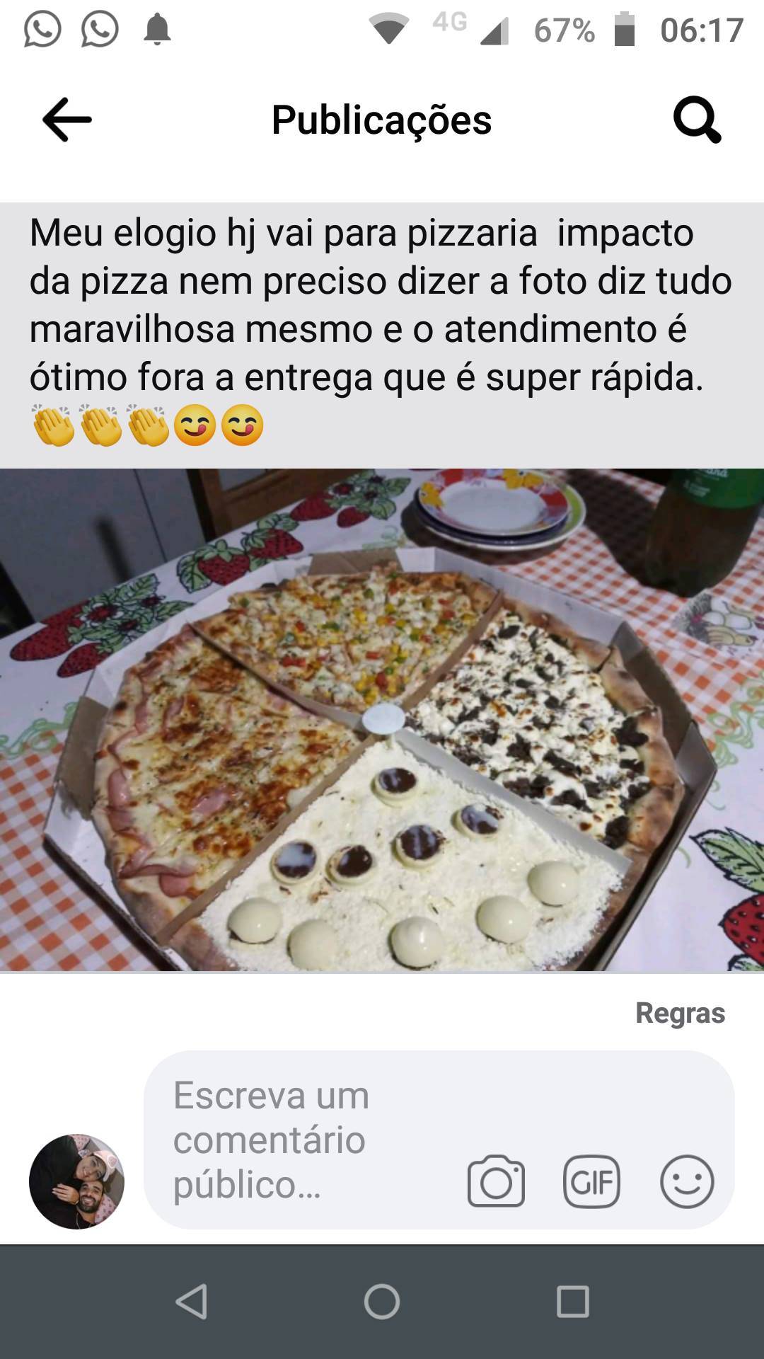Impacto da Pizza delivery cardápio